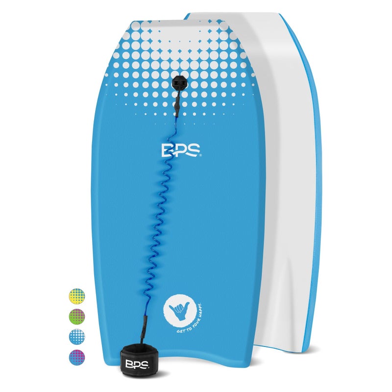 BPS لوح بوبس 'شاكه' خفيف الوزن - لوح بوب مع نواة EPS وحزام للمعصم لركوب الأمواج على الشاطئ وحمامات السباحة للأطفال والمراهقين والبالغين (أزرق أبيض، 33 بوصة) - Image 1